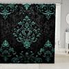 Vintage Boho Damask Floral Bathroom Curtain,Bohemian Exotic Goth Shower Curtain Victorian Baroque Flower Shower Bathtub Decor