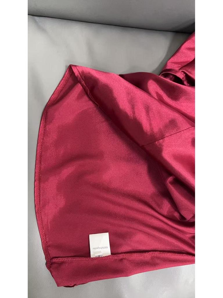 European & American Style Women's Satin Silk Sleeveless Pleated Top for Autumn