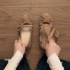 French retro flat bottom shallow mouth Mary Jane single shoes women's summer 2026 new with skirt soft sole versatile two wear short boots