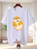 Unisex T Shirt Cute Chubby Hamster Cartoon Graphic Tee Funny Pet Print Short Sleeve O Neck Loose Casual Tops Summer Streetwear