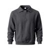 TikTok Men's Jacquard Polo Shirt: Casual Loose-Fit Hoodie with Lapel and Long Sleeves