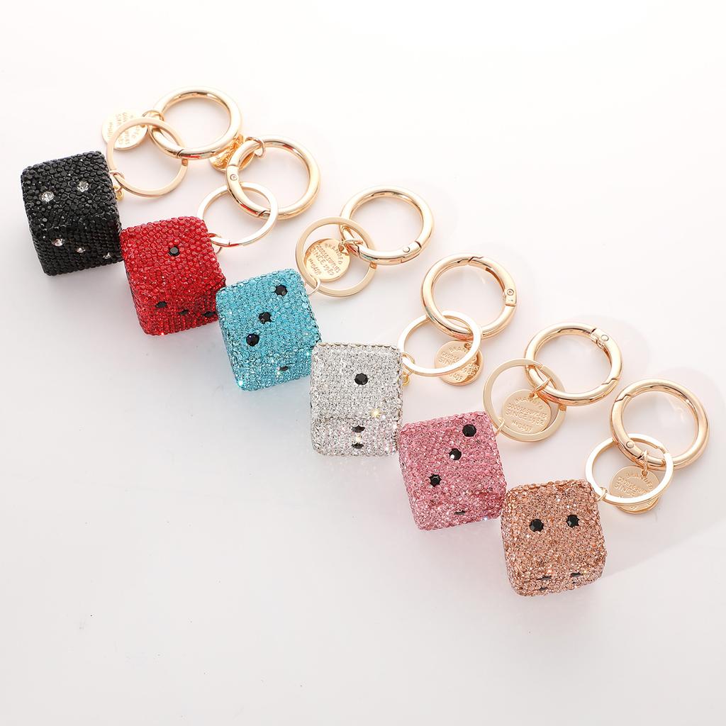 Stylish Dices Keychain Pendant With Dazzling Rhinestones Designed For Adults And Fashion Enthusiasts All Occasions Use