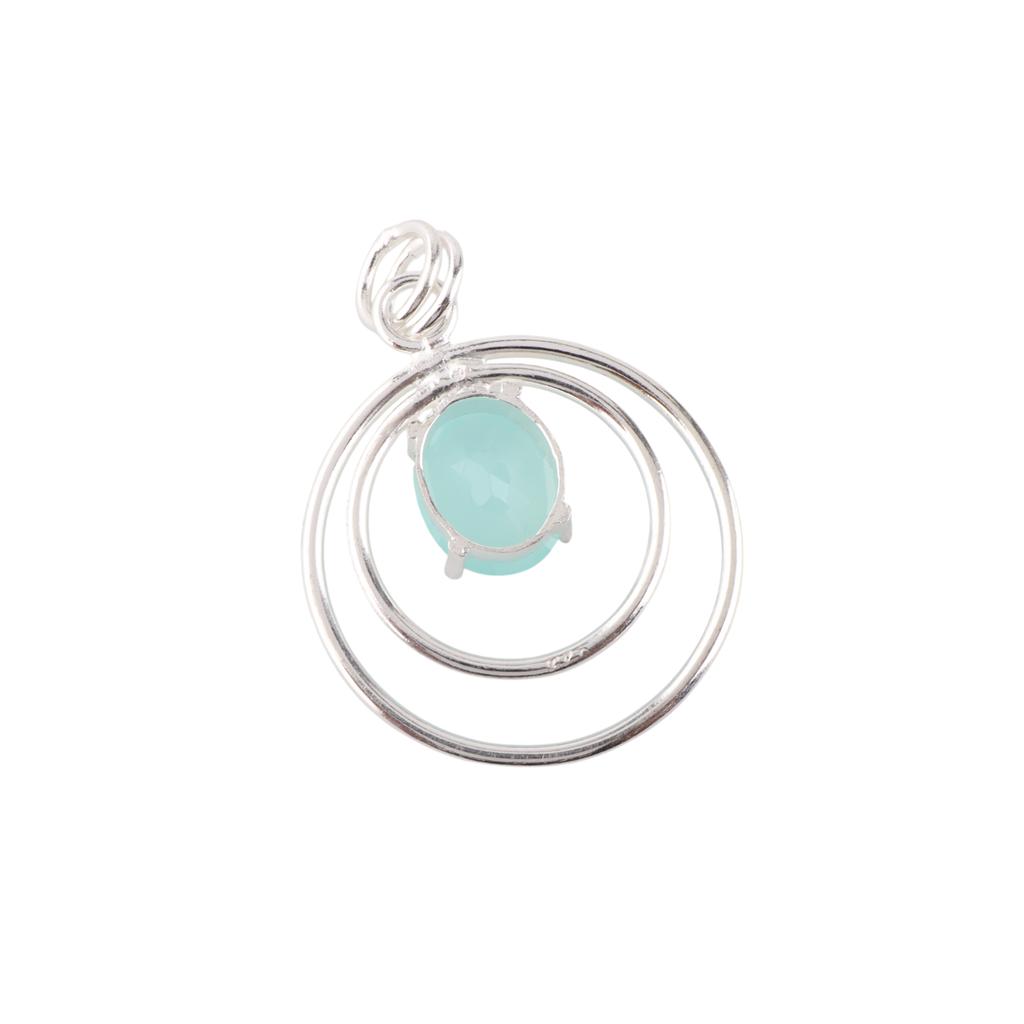Pierre précieuse Calcédoine Aqua Bijoux en Argent Sterling 925 Pendentif Fait Main Pour Cadeau PP-61-21