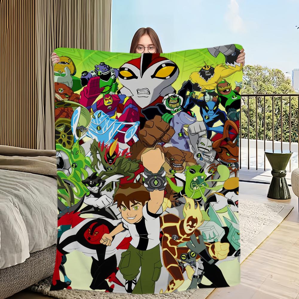 

Cartoon B-Ben 10 Green Blanket Skin friendly comfort warm soft plush blanket suitable sofa living room office bedroom 100x150cm