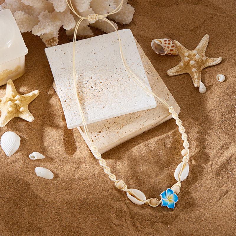 Bohemia Style Flower Shell Braided Necklaces For Women Cute Flower Choker Summer Beach Necklace Jewelry Accessories Gifts