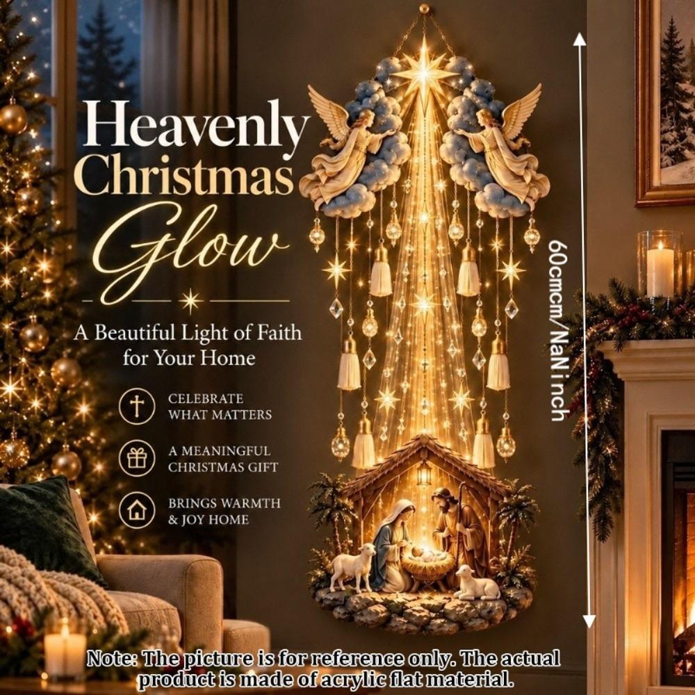 Glowing Angel Blessing Wall Light Snowflake Village Nativity Scene Home Indoor Decor
