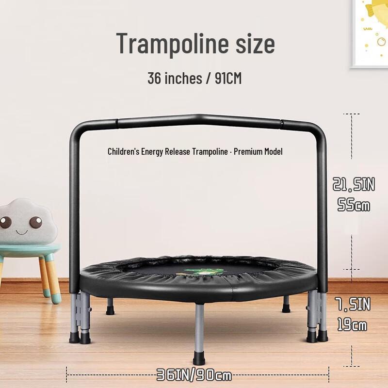 WEZHO 36-Inch Kids Indoor Trampoline with Handrail