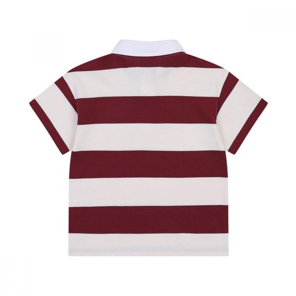 Kangol Kids PoinT STripe Collar T shirT Burgundy Rb 0002