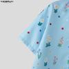 INCERUN Oversized Men Turn-down Collar Dropped Shoulder Button Up Print Casual Cropped Shirts