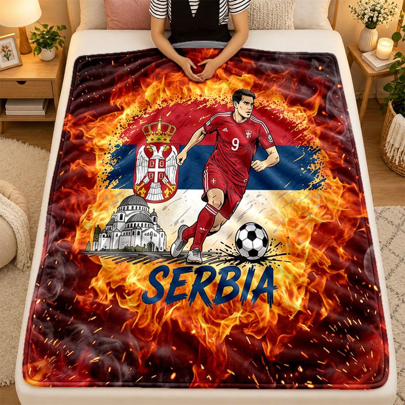 Flanell-Decke Serbien Warm Weich Überwurfdecke für Innenbereich Sofa Bett Wohnzimmergebrauch