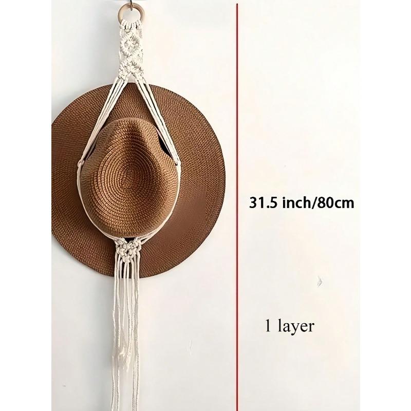 Boho Hat Hanger Cowboy Hat Rack With Tassel Modern Cap Display Hanging Organizer Hand Woven Baseball