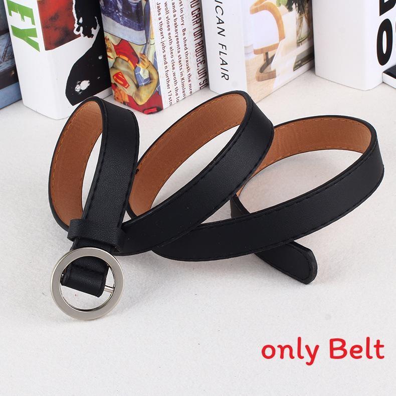 Simple Color Solid Metal Buckle Decor Women Waist Belt With No Punching Design