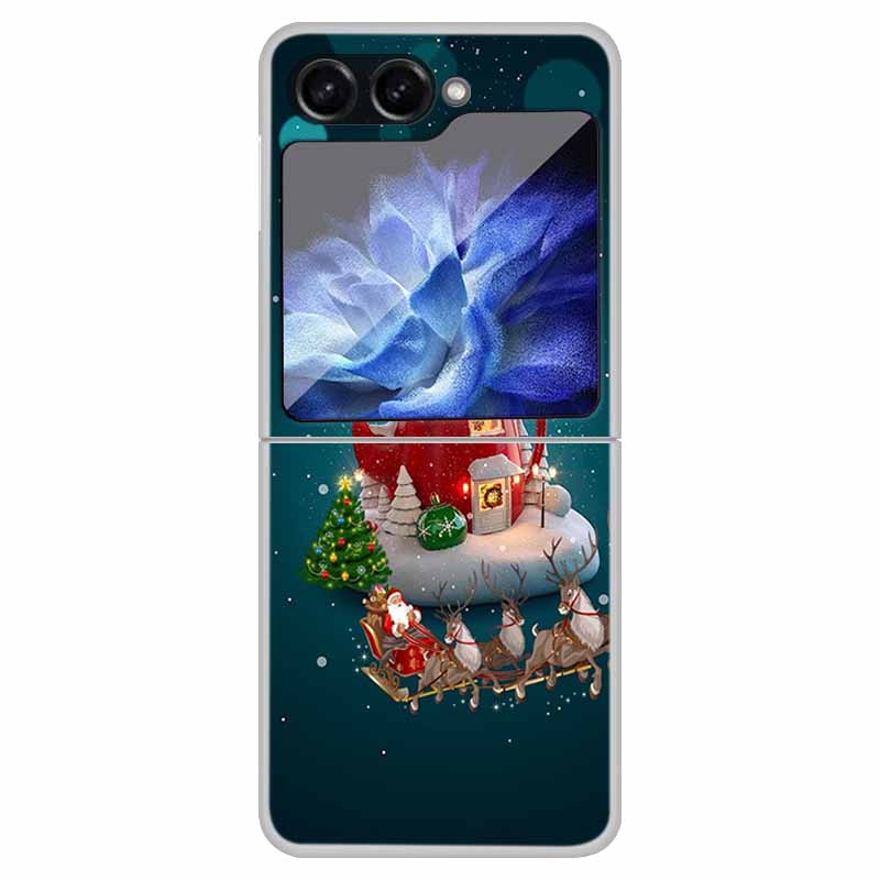 For Samsung Galaxy Z Flip 6 5 4 3 Case Christmas Cute Clear Hard Plastic PC Folding Back Cover For Samsung Z Flip6 Flip5 Flip4