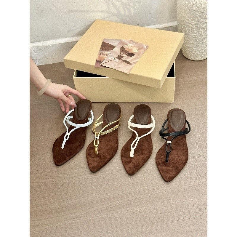 Can Luli Style! Retro Suede Pointed Toe Adjustable Slope Heel Sandals Women's Summer Word with Sandals