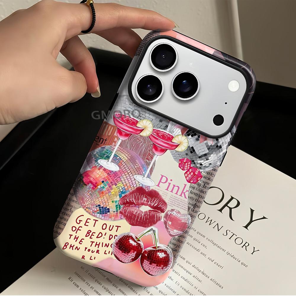 Hot-selling Splicing Illustration Mobile Phone Case Iphone15plus Film Two-in-one Apple 16 Matte Protective Case