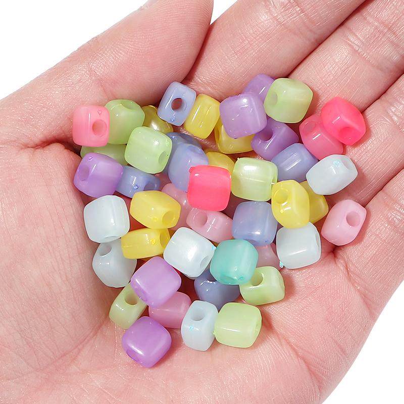 100pcs/lot Candy Color Square Plastic Beads 8mm Loose Spacer Beads For Jewelry Making DIY Crafts Necklace Bracelet Accessories