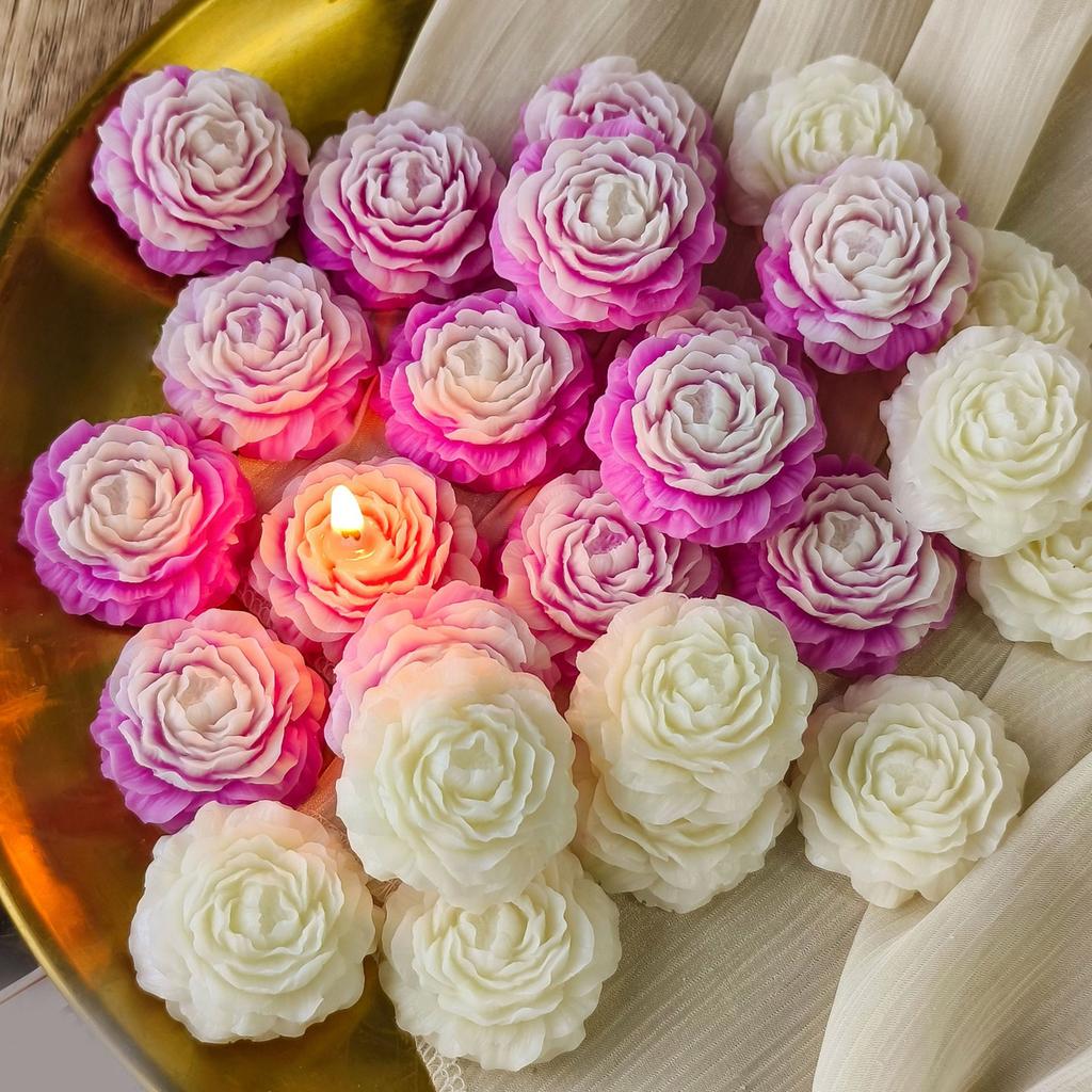Easy to Clean Silicone Candle Mold Flower Soap Molds Peony Flower Shape Resin Project Moulds Silicone Texture for Candle