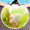 Cartoon Easter Egg Round Beach Towel with Tassels Roundie Yoga Meditation Mat Picnic Rug, Sand Proof Absorbent Circle Swim Towel