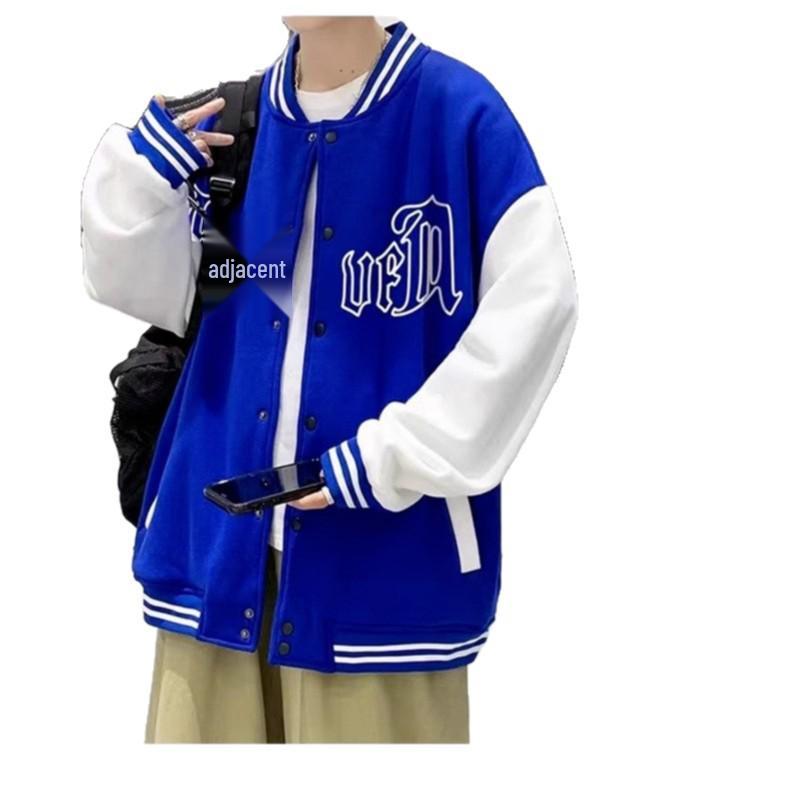 Men's Autumn Baseball Uniform-Style Loose Cardigan Jacket