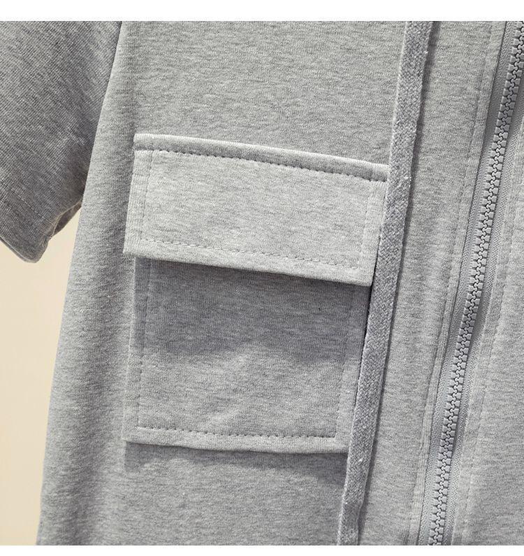 Women's Slimming Hooded Zipper Short-Sleeve Dress - Casual & Versatile Style