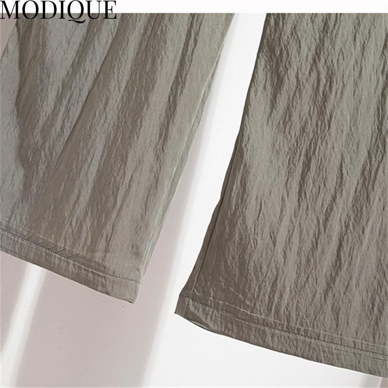 MODIQUE Vår Sommer Plus Size Ny Dame Løst Lang Lin Rett Bukser Joggebukser Dame Casual Basics Ankellange bukser med vidde ben