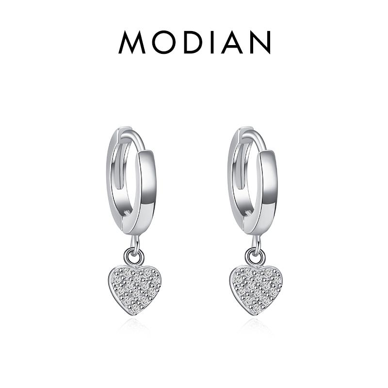 Modian Luxury 925 Sterling Silver Hearts Stars & Moon Dangle Earrings Fashion Silver Jewerly For Women Wedding Earring Gift