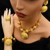Gold Color Necklace Earring Wrist Chain and Rings Set For Bridal And Party Nigerian Weddings and Engagement Parties