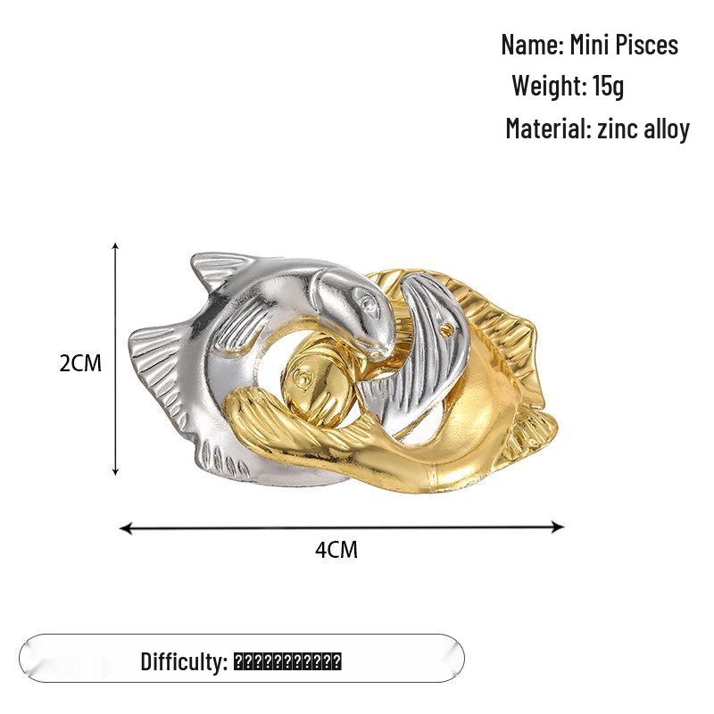 Zinc Alloy Kongming Puzzle Lock: Disentanglement Ring Educational Toy