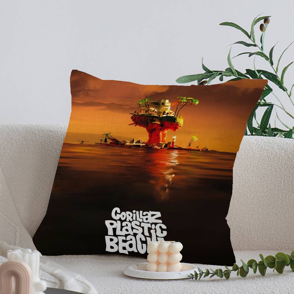 

Rock Anime Band Gorillaz Pillow Covers Cartoon Sofa Decorative Home Double-sided Printing Short Plush Cute Cushion Cover 12x12Inch