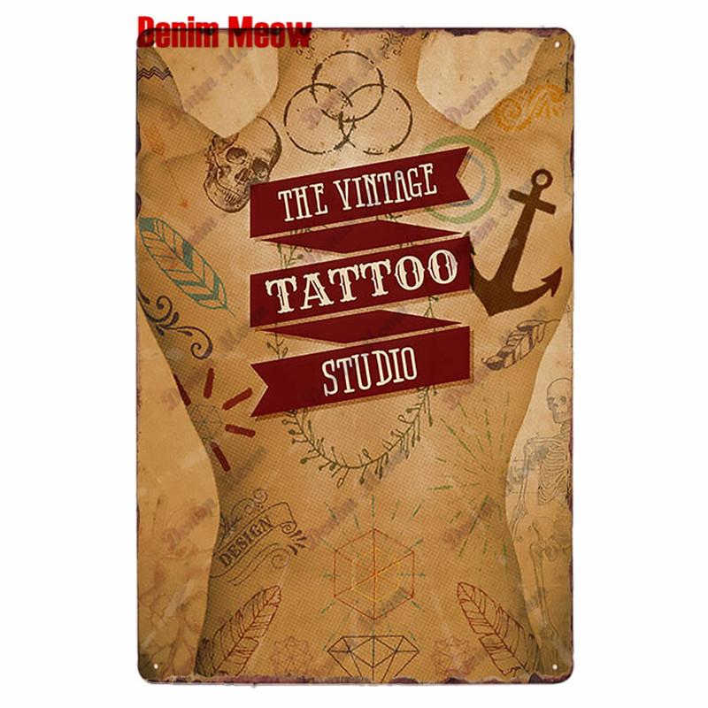 Classic Tattoo Studio Metal Tin Sign, Vintage Wall Art Painting Plaque, Tattoo Shop Antique Room Decor, Parlor Home Decor, WY86