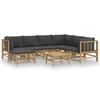 VidaXL Garden Lounge Set 8 Pcs with Dark Grey Cushions Bamboo 3155223
