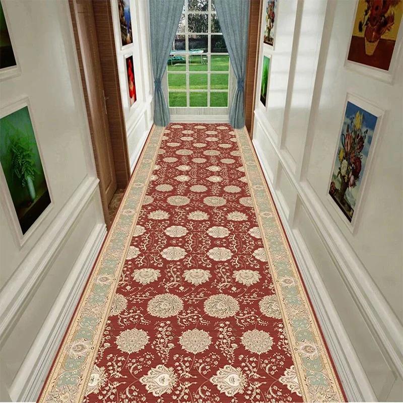 European Luxury Hall Corridor Carpet Non-slip Washable Runner Stairway Rug Outdoors Aisle The Long Corridor Mat Customizable
