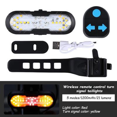 1200 mAh 6 Modi Fahrrad-Blinker Fahrrad-Rücklicht mit Hupe Fernbedienung USB-wiederaufladbar Kontrollleuchte Sicherheitslampe
