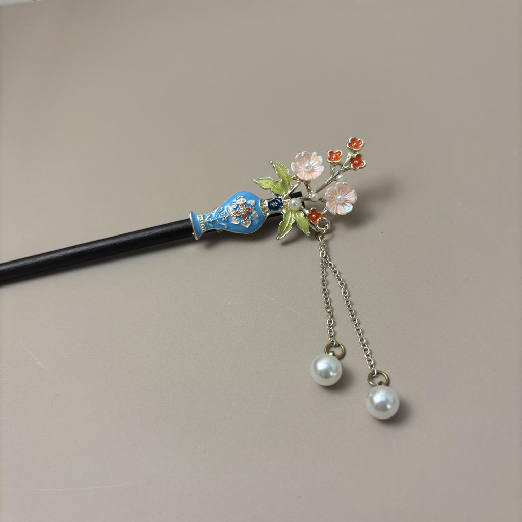 China Vase Enamel Hairpin, Hairpin Magic Tool, Hanfu Ancient Style Headpiece