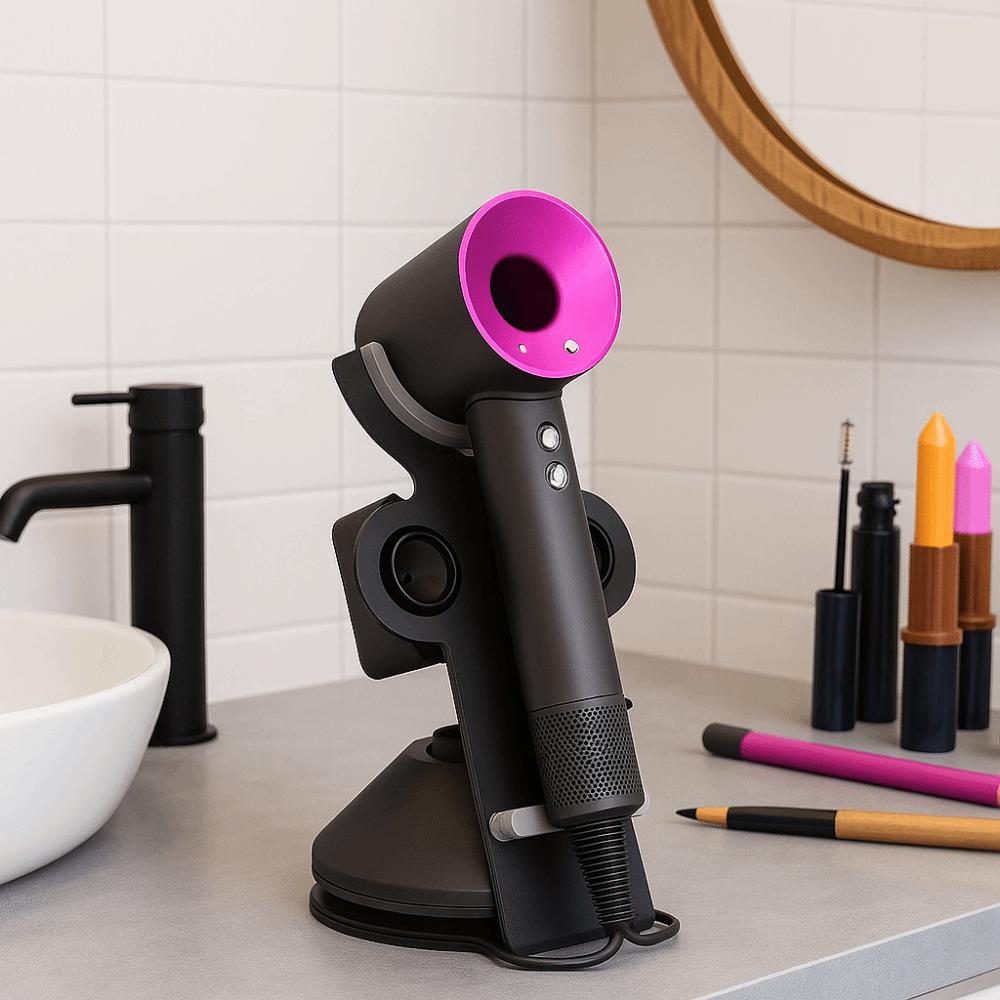3-In-1 Hair Dryer Holder Metal Bathroom Organizer Portable Hair Dryer Storage Rack  for Home