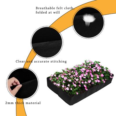 4/8 Pockets Square Plant Grow Bags Raised Garden Bed Rectangular Planting Bag For Vegetables Flowers Multi-grid Felt
