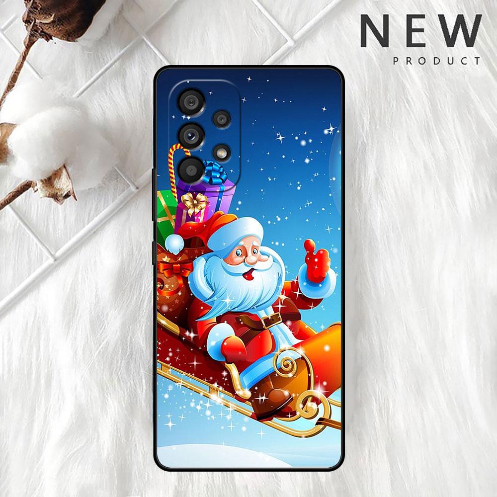 Christmas Santa Claus Case For Samsung Galaxy A52 A12 A51 A53 A33 A71 A32 A31 A21 A01 A11 A22 Black TPU Phone Shell