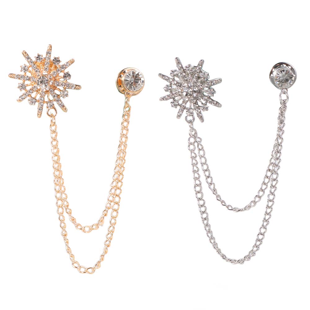Rhinestone Star Tassel Brooch Zinc Zinc Alloy Suit Lapel Pin Exquisite Suit Collar Pin Gift