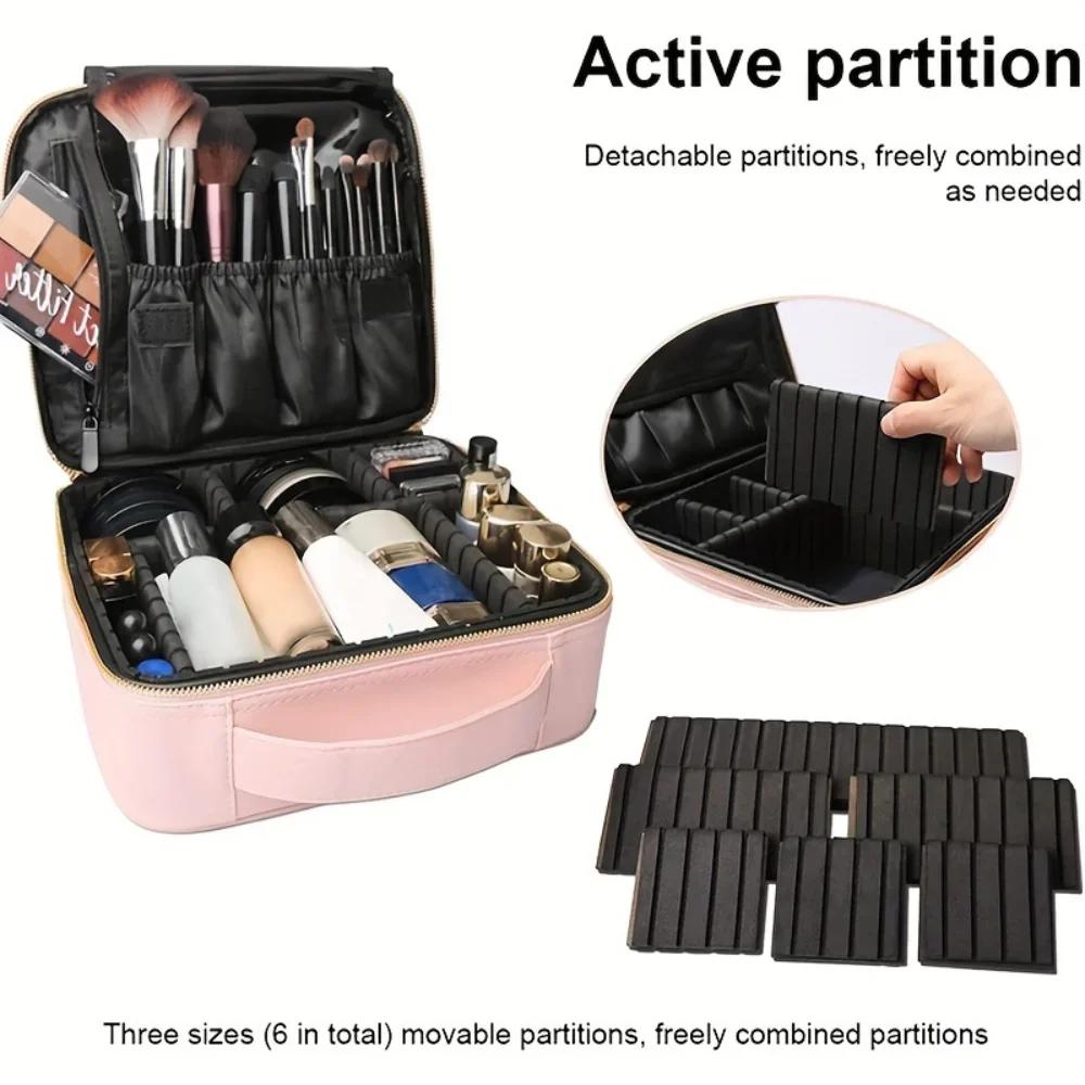 Makeup Train Case Schminktasche Kosmetikkoffer mit verstellbaren Trennwänden für Kosmetika Make-up-Pinsel Rosa Reise-Make-up-Koffer