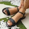 Fashion Women's Casual Flat Sandals Braided Design Popular Brown Color Comfortable Shoes for Everyday Wear