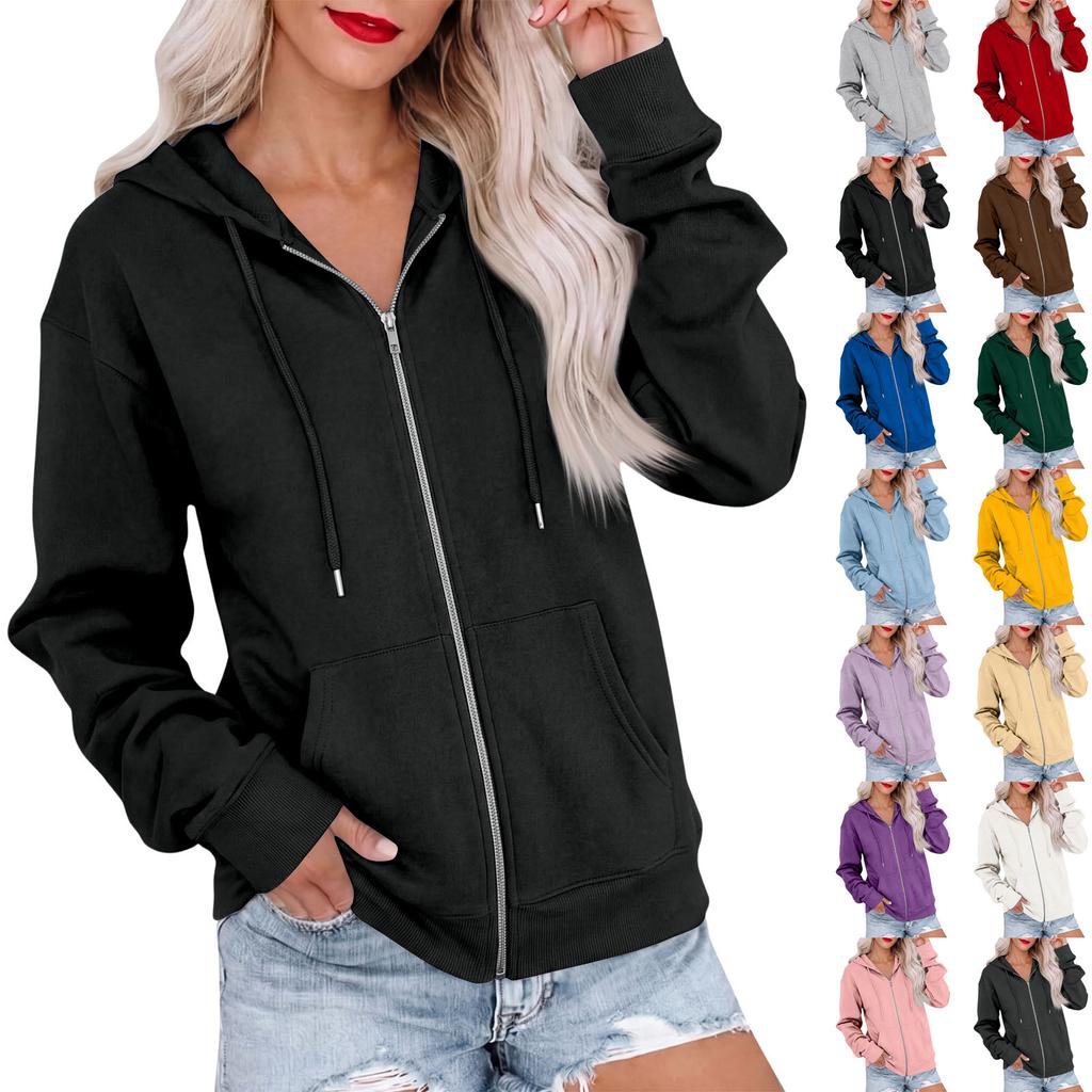 Felpa con cappuccio e maniche lunghe da donna, giacca felpa colorata per uso quotidiano casual