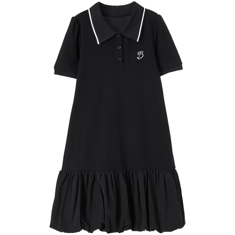 Baitu Women s Sweet Bubble Hem Knit Short-Sleeve Dress M