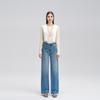 Fengxun Women's Autumn Casual Wide-Leg Straight Jeans