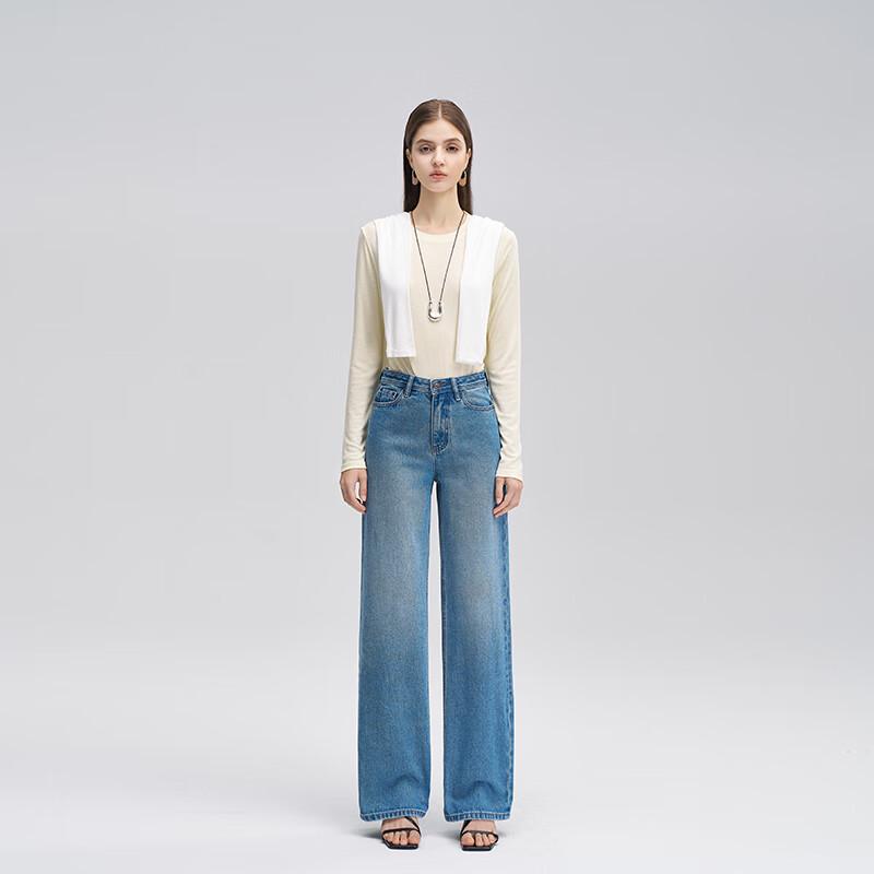 

Fengxun Women s Autumn Casual Wide-Leg Straight Jeans 30