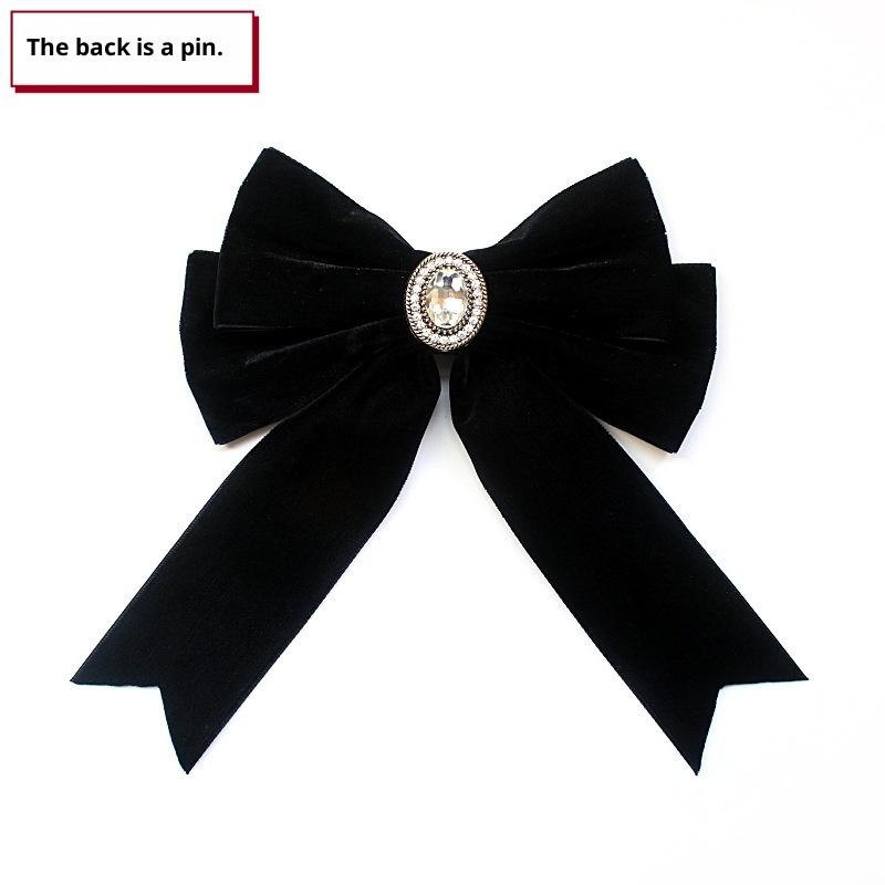 Schwarze Fliege Schleife Brosche Kragen Krawatte Uniform Hemdkragen Blume Broschen für Frauen Stoffkunst Kleider Accessoire