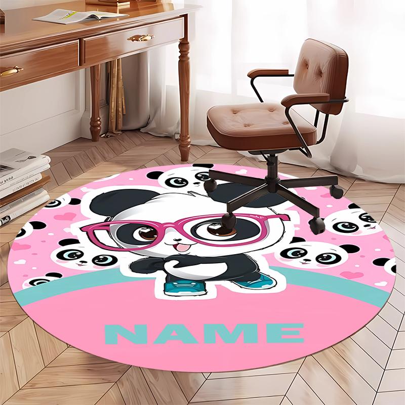 Custom Name Luluca Panda Printed Round Rug Carpet Chair Rug Area Rug Entryway Doormats,for Office Chair Living Room Bedroom Kitchen Room.