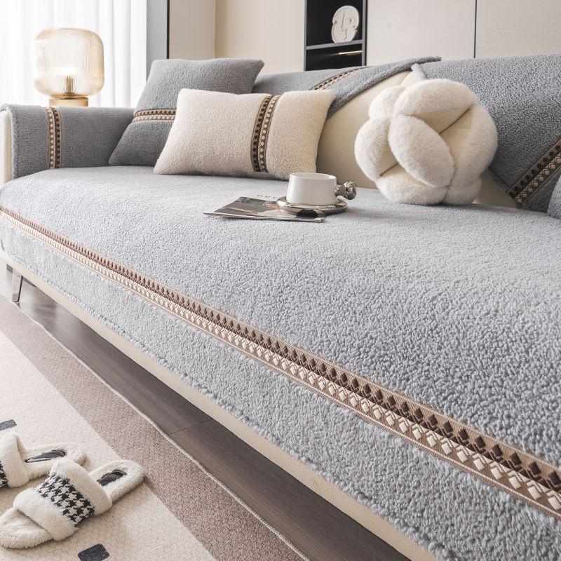 

Современный чехол для дивана Sherpa с усовершенствованием Tiebu, подходит для домашних животных, плотная плюшевая ткань, нескользящая, теплая осень-зима для гостиной и офисного декора 90*120cm