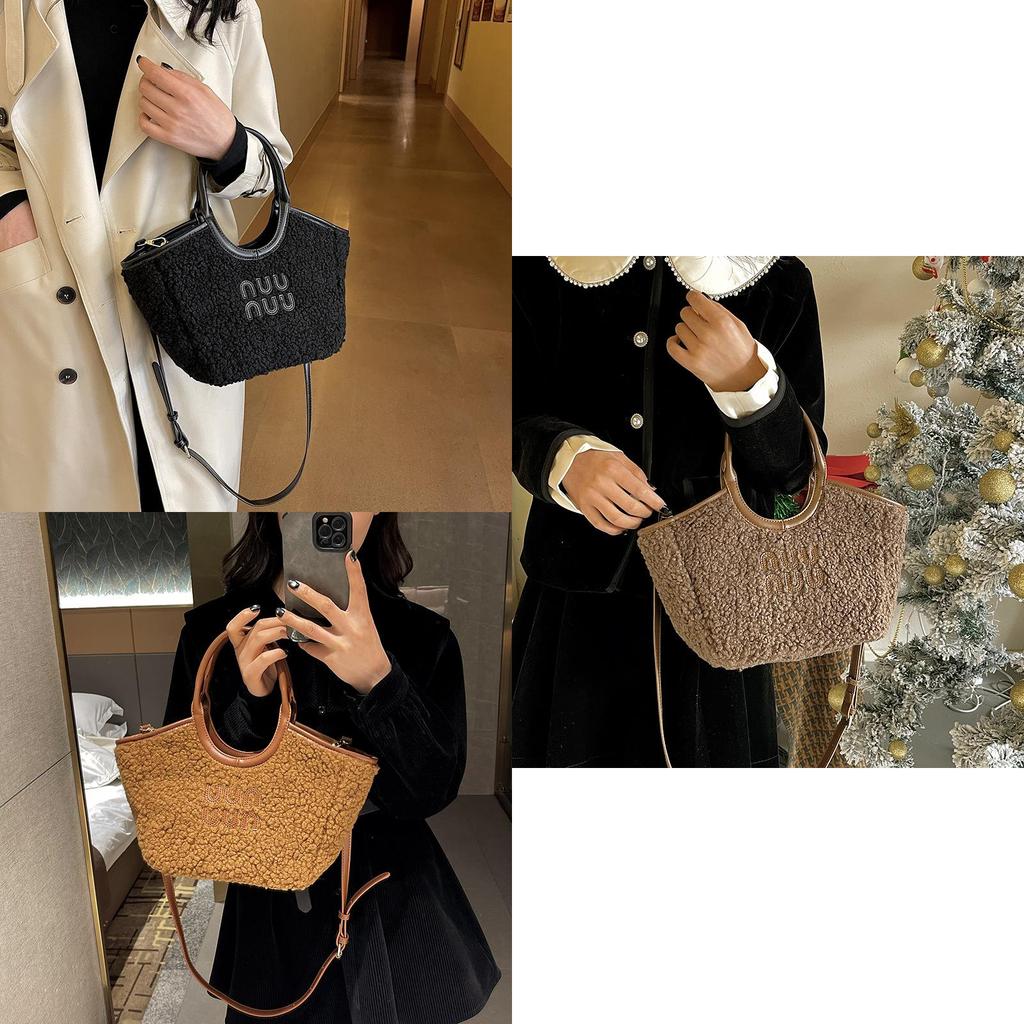 2023 New Sheepskin Tote Bag With Lamb Wool Retro Style Medium Size European And American Style