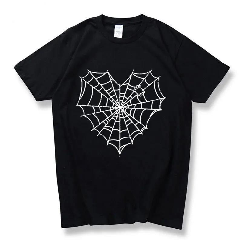 Dark Spider Web Printed Unisexs and Womens Casual Sports Tshirt Couple Modal Fabric Shortsleeved Top Streetwear Graphic Tshirts