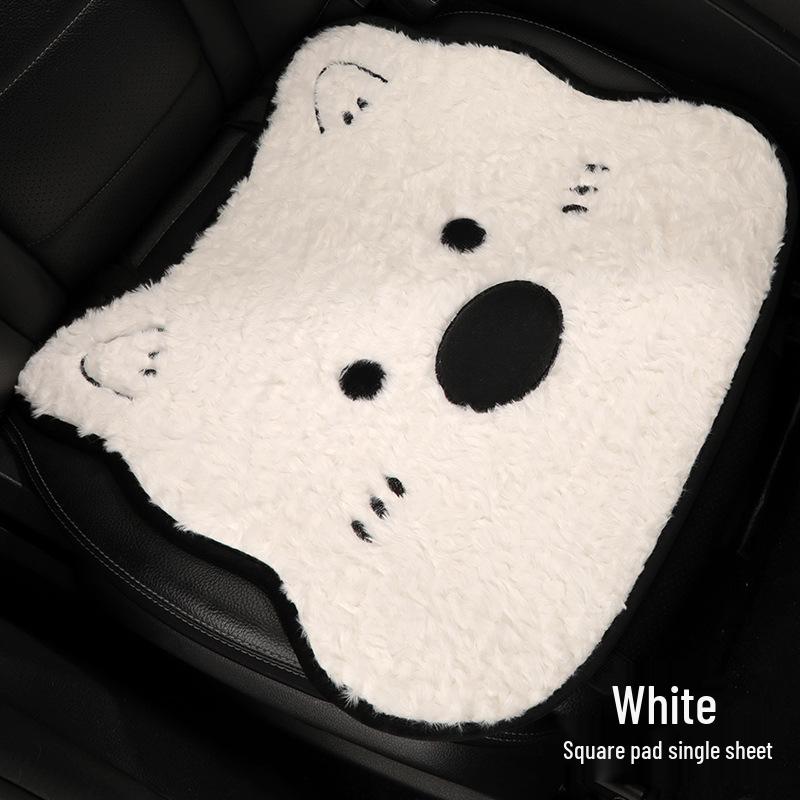 West Highland Cartoon Puppy Plush Car Seat Cushion - Winter Warmth Universal Cover